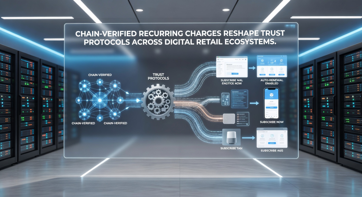 Digital retail dashboard displaying verified recurring charge history and network consensus indicators