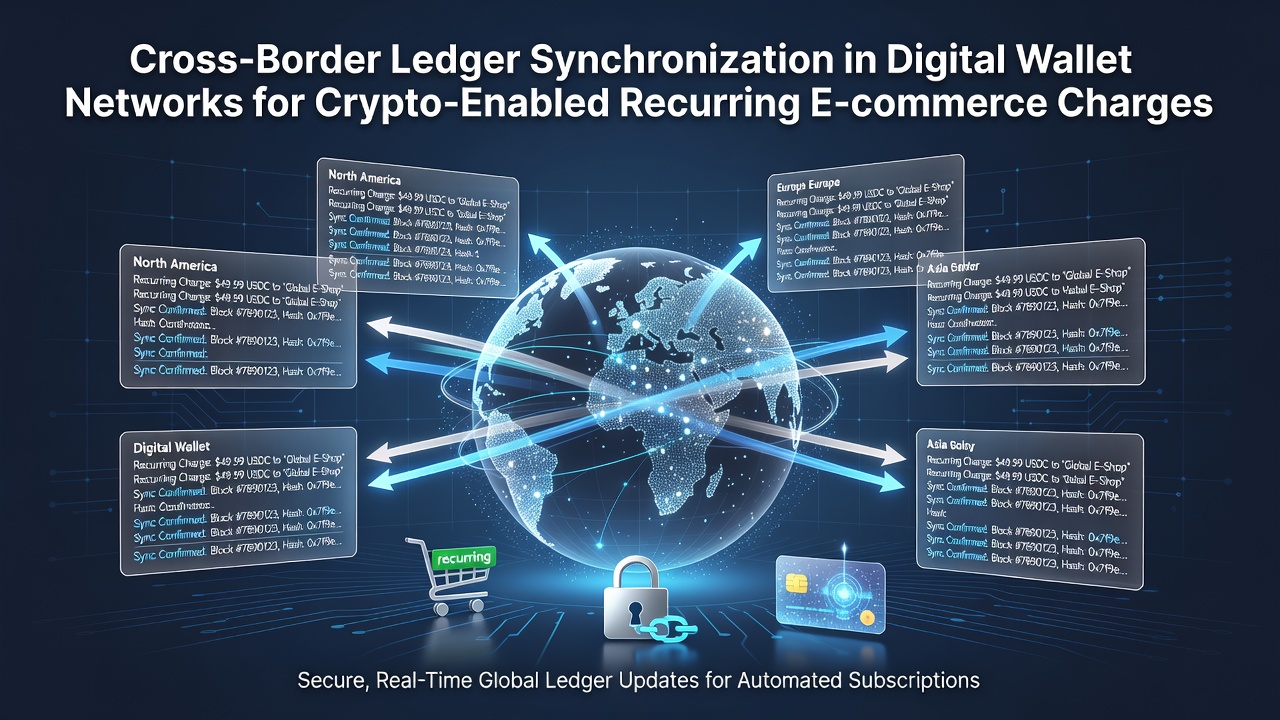 Digital wallet networks displaying synchronized ledger interfaces across international borders for recurring crypto transactions