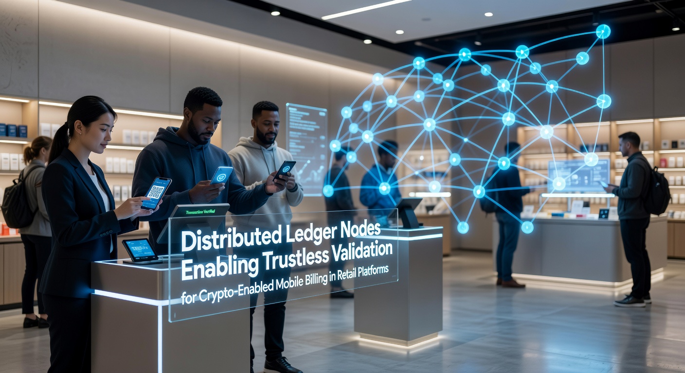 Distributed ledger nodes processing crypto transactions in retail billing systems