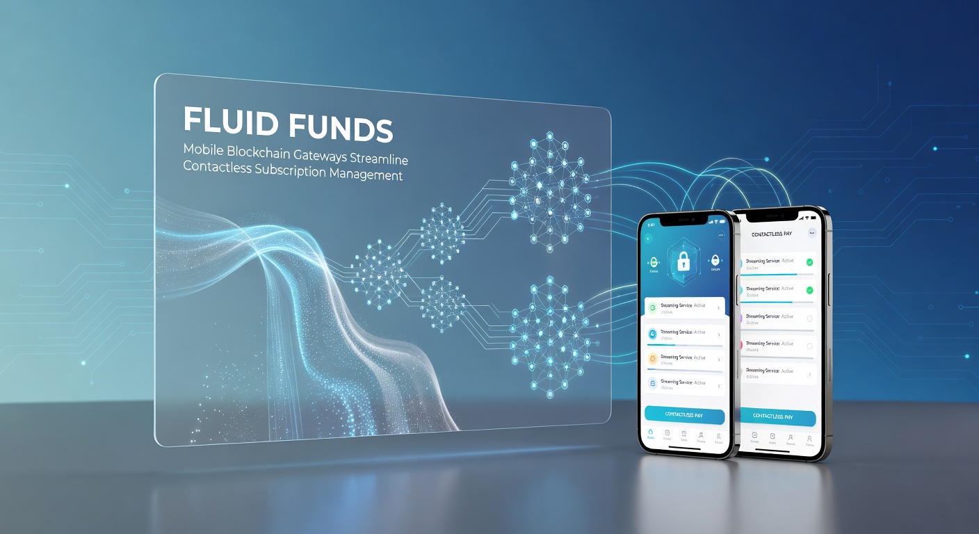 Smartphone displaying a seamless blockchain gateway interface for managing subscription renewals without physical contact
