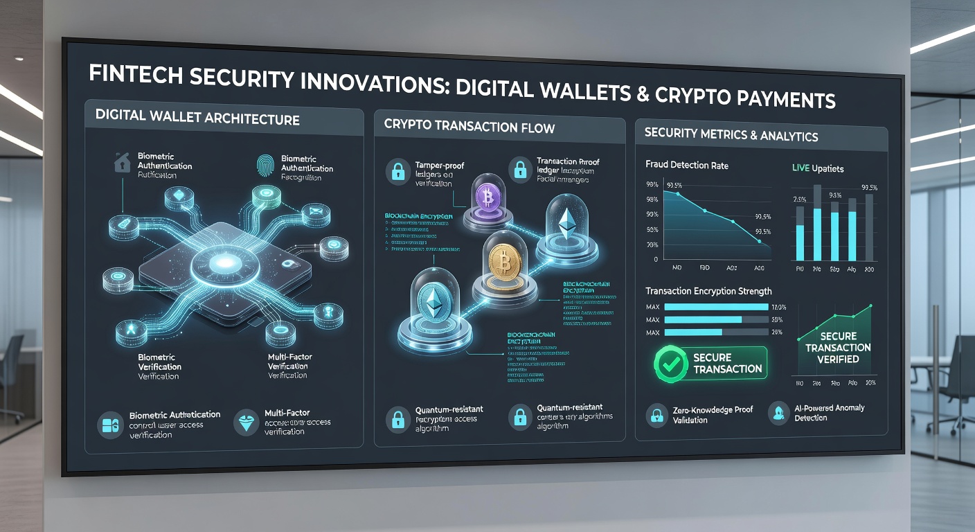 Mobile screen showing encrypted cryptocurrency wallet dashboard with transaction security indicators