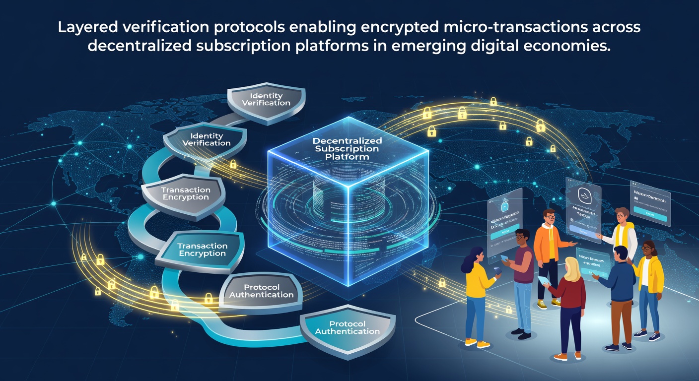 Illustration of layered verification protocols securing encrypted micro-transactions on decentralized subscription platforms