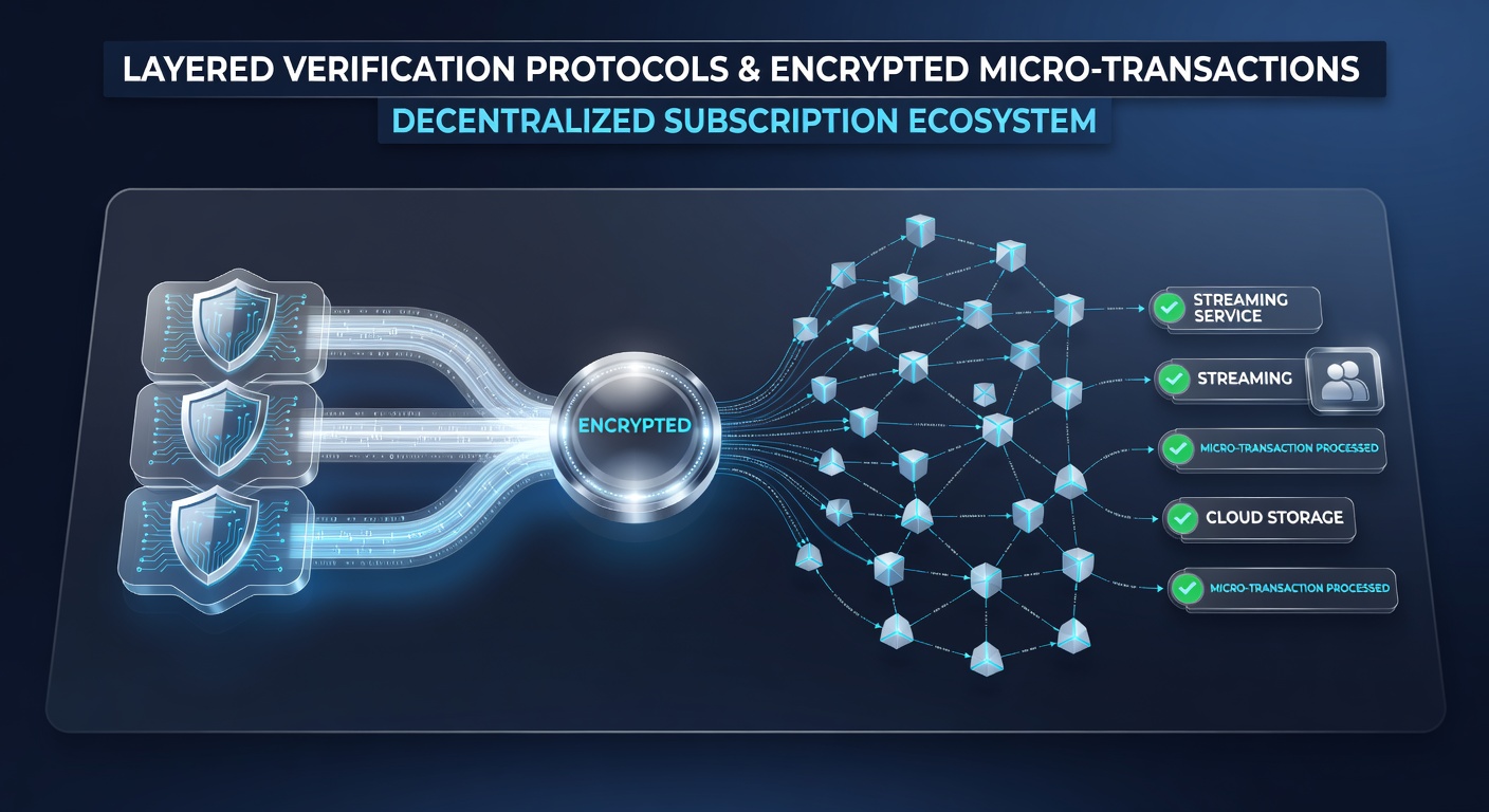 Diagram showing encrypted micro-transaction flow through layered verification in emerging digital economies